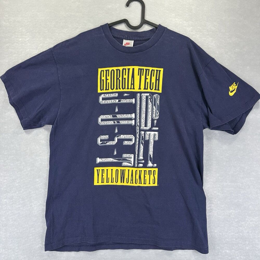 Vintage 90s Nike Georgia Tech Yellow Jackets Single Stitch T-Shirt‎ Made In USA